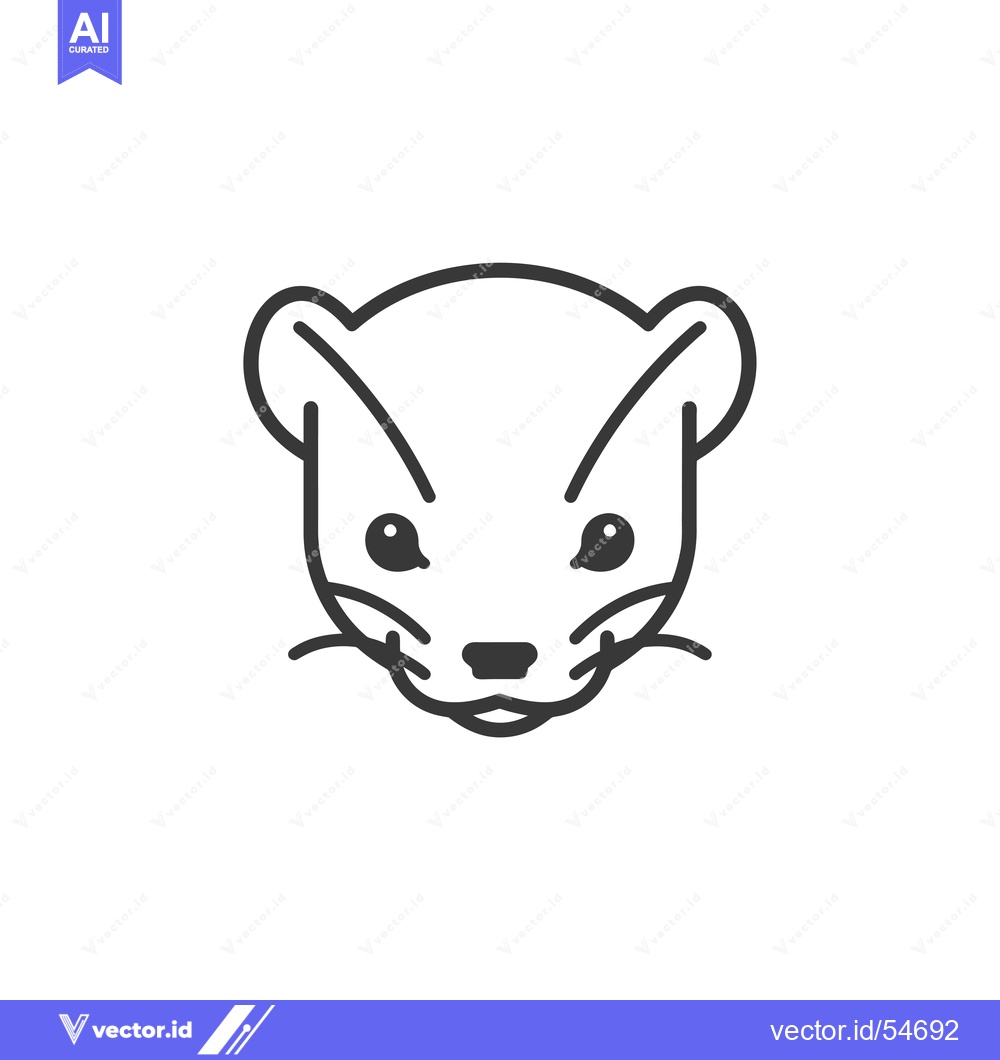 Premium Vector dari Line Art Illustration of a Weasel's Head