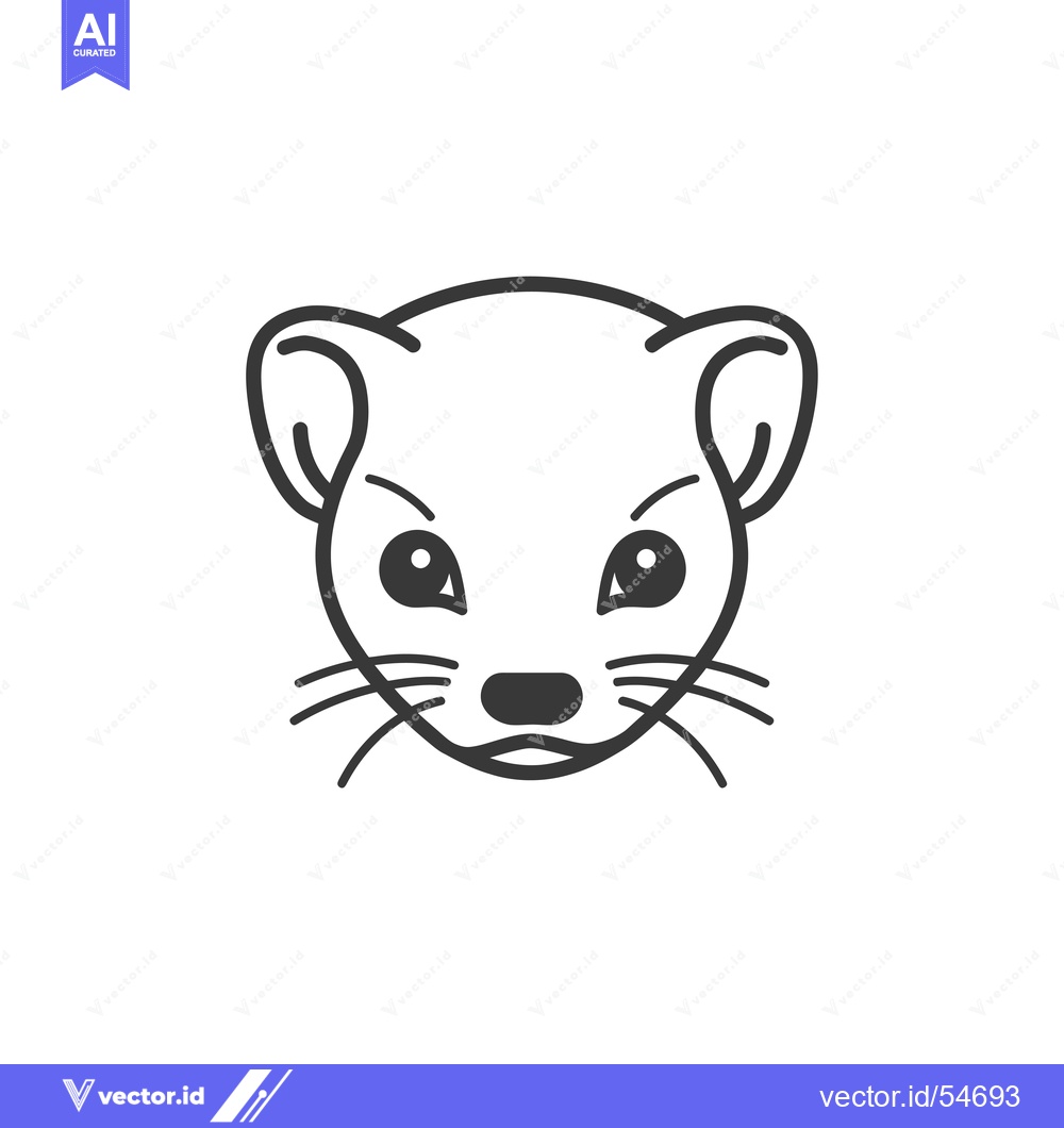 Premium Vector dari Line art illustration of a weasel's head