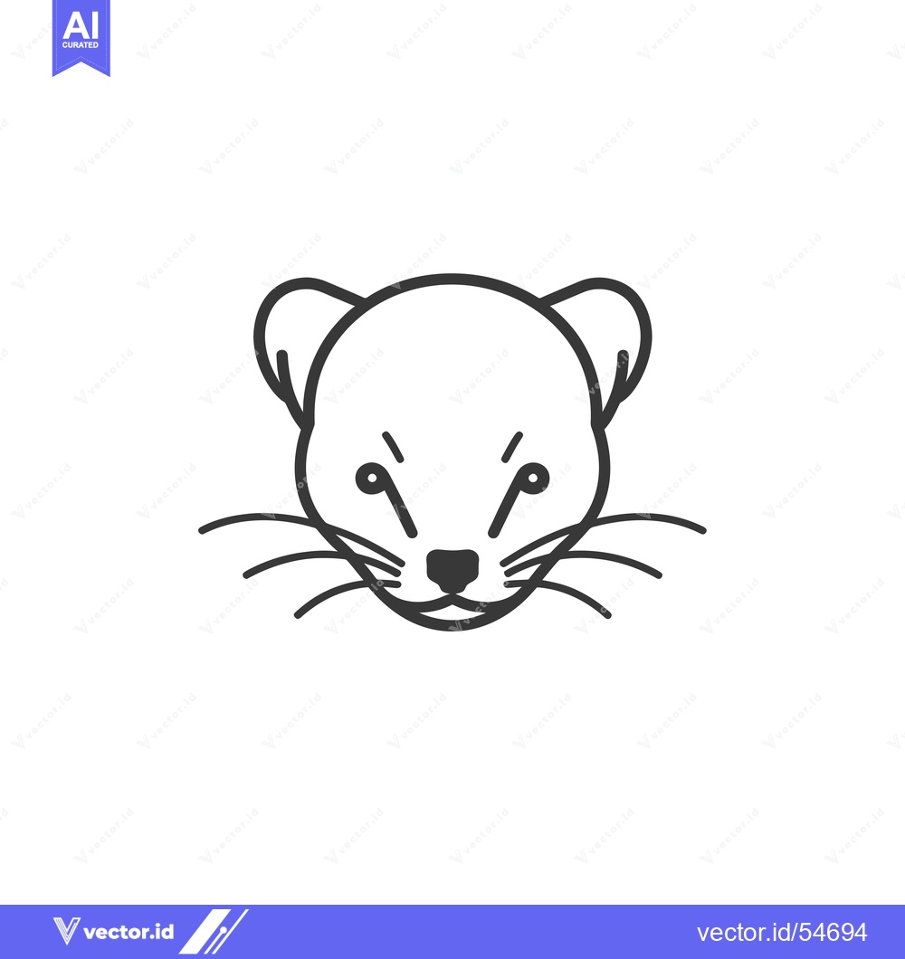 Premium Vector dari Line Art Illustration of a Weasel's Head