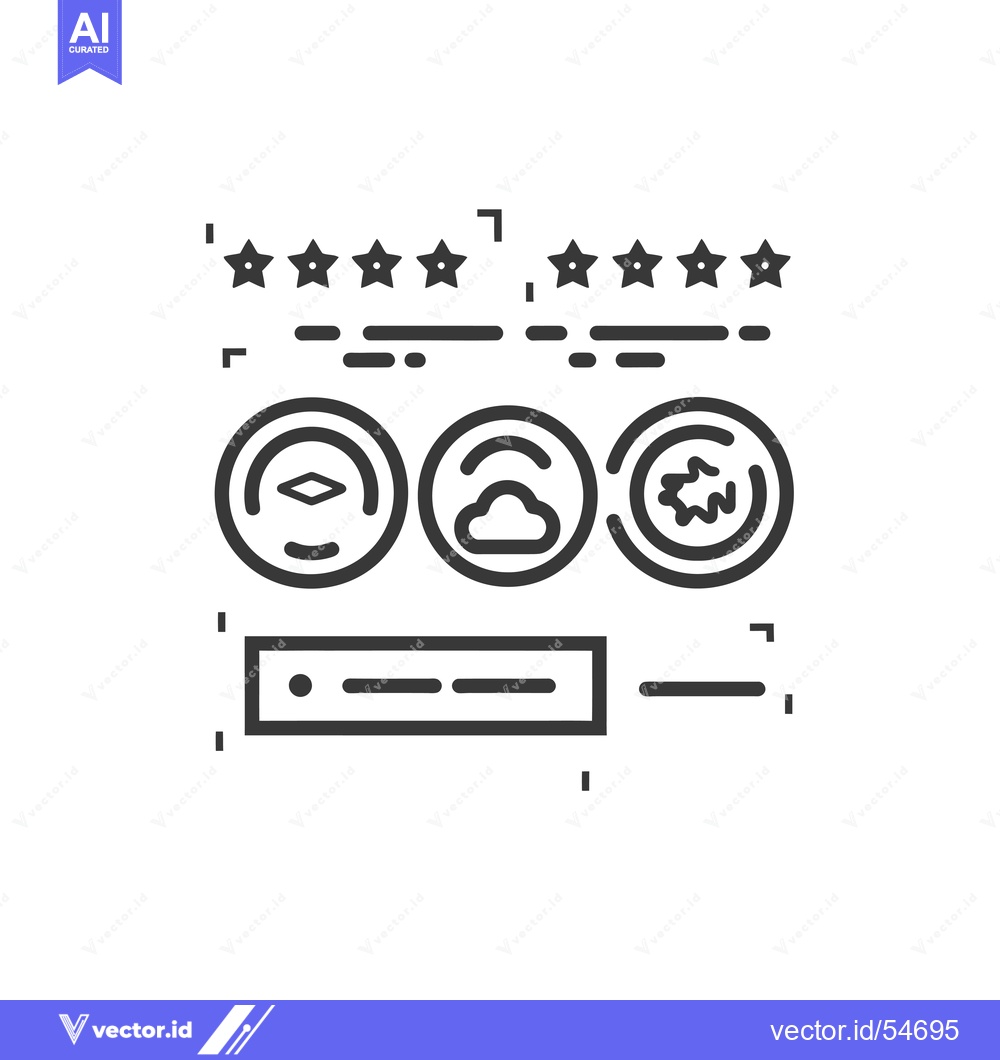 Premium Vector dari Line Art Illustration of a Website With a Five-Star Rating, Three Circ