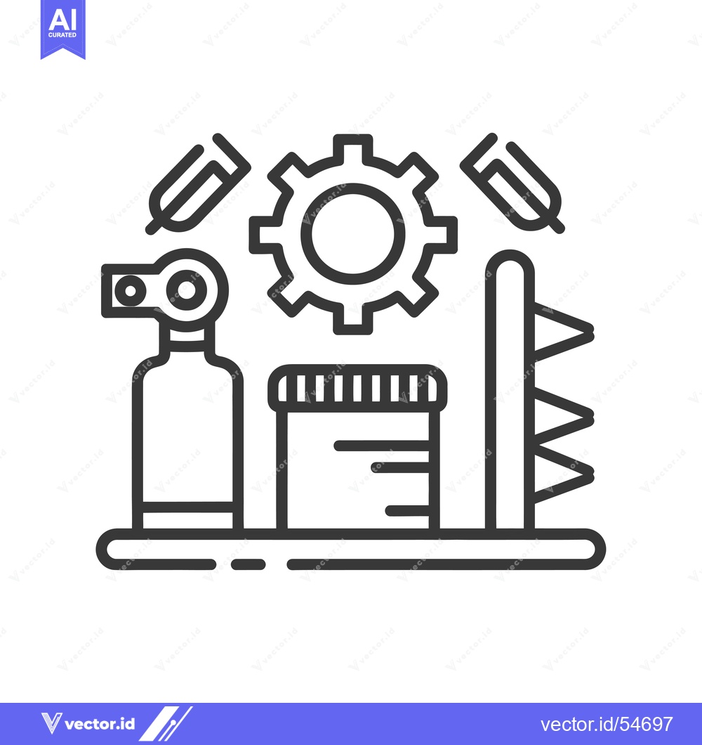 Premium Vector dari Line art illustration of a welding station with equipment