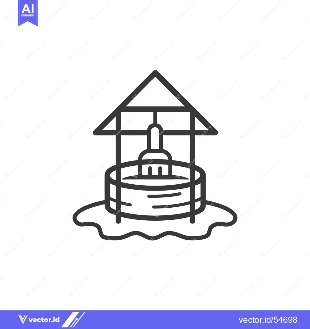 Premium Vector dari Line Art Illustration of a Well with a Bucket
