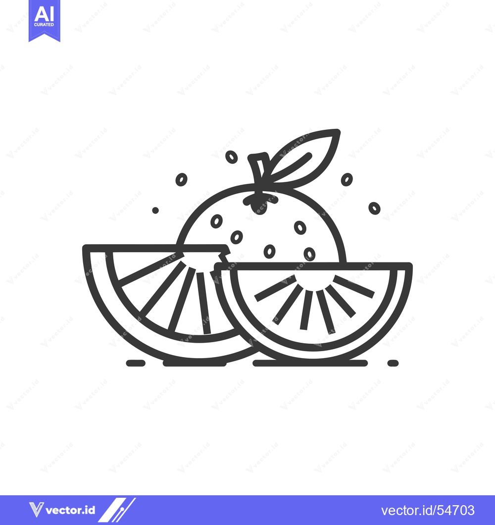 Premium Vector dari Line Art Illustration of a Whole and Sliced Orange