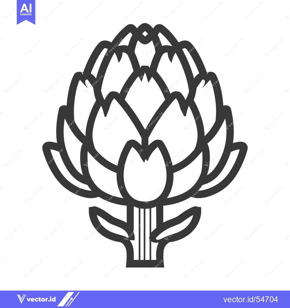 Premium Vector of Line Art Illustration of a Whole Artichoke