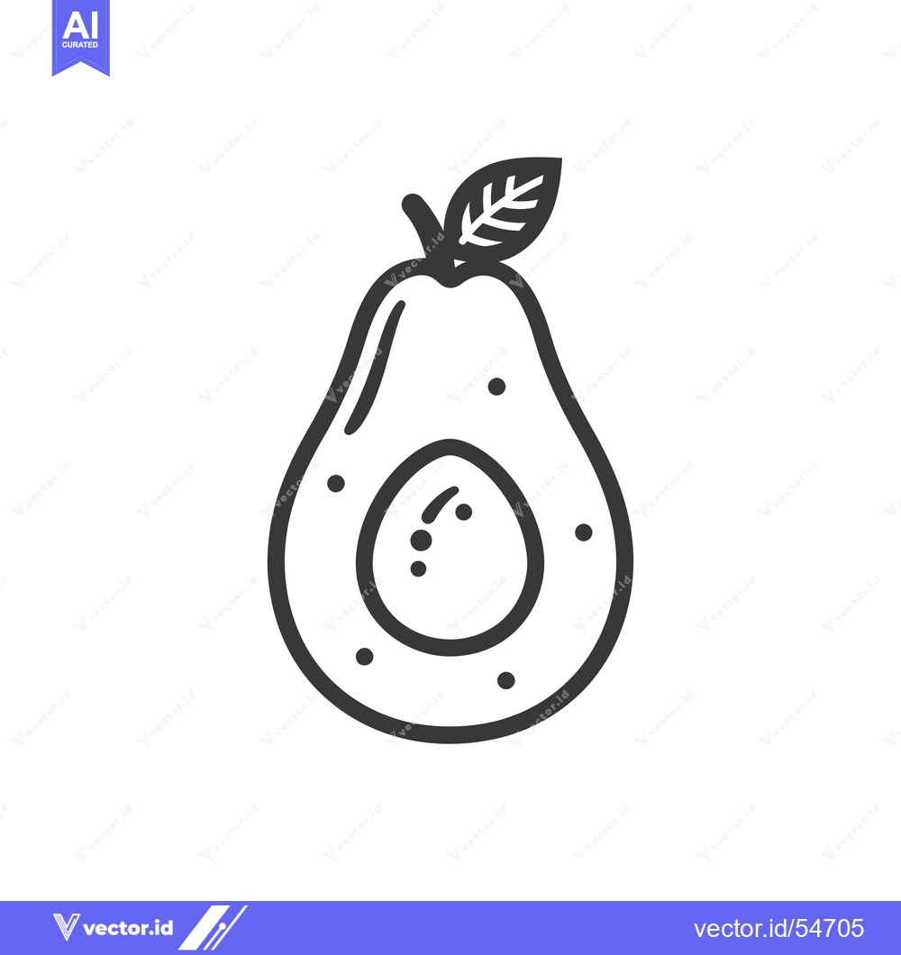 Premium Vector dari Line Art Illustration of a Whole Avocado with a Leaf
