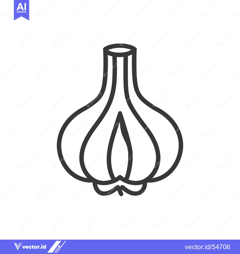 Premium Vector of Line art illustration of a whole garlic bulb