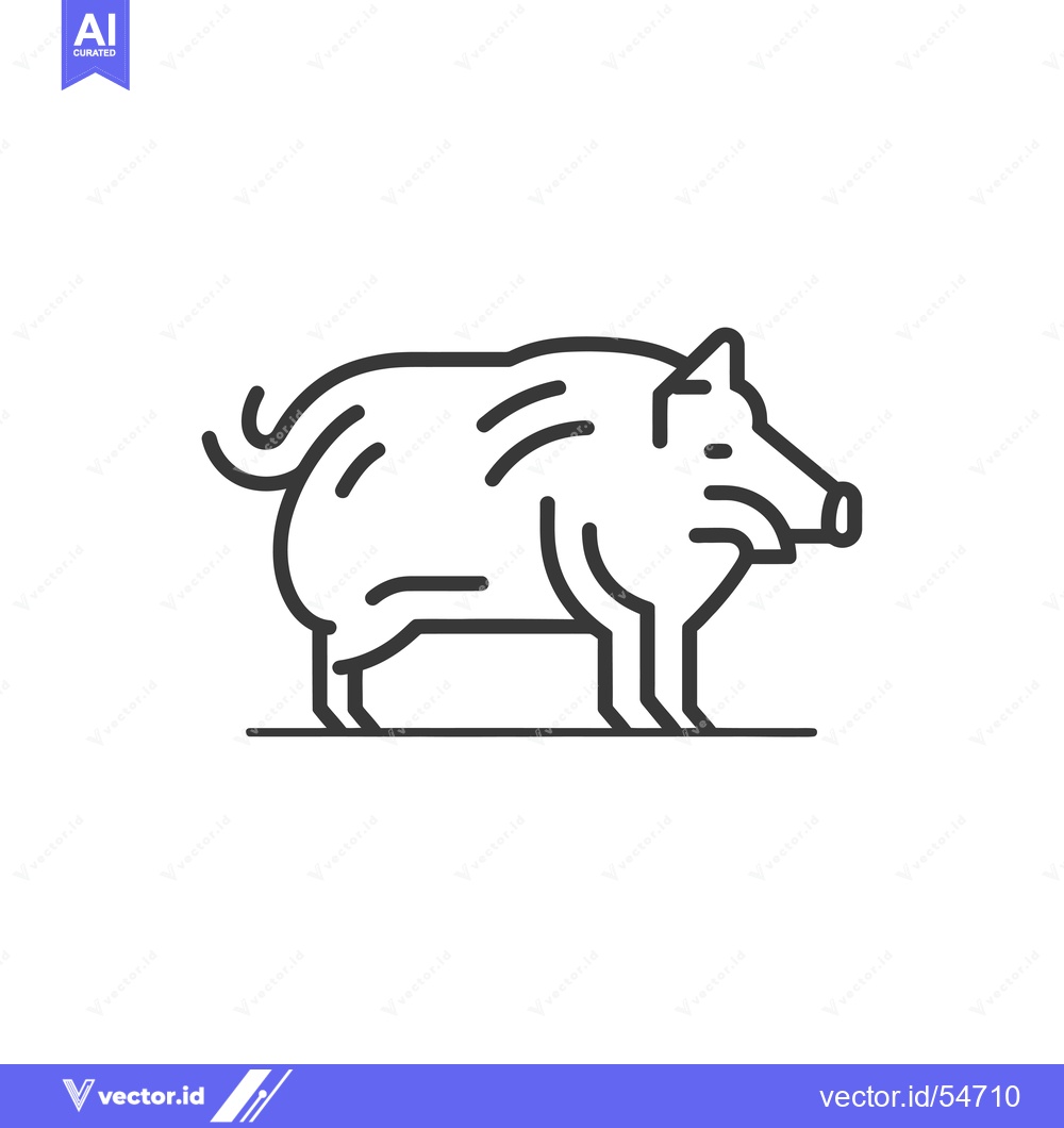 Premium Vector dari Line art illustration of a wild boar