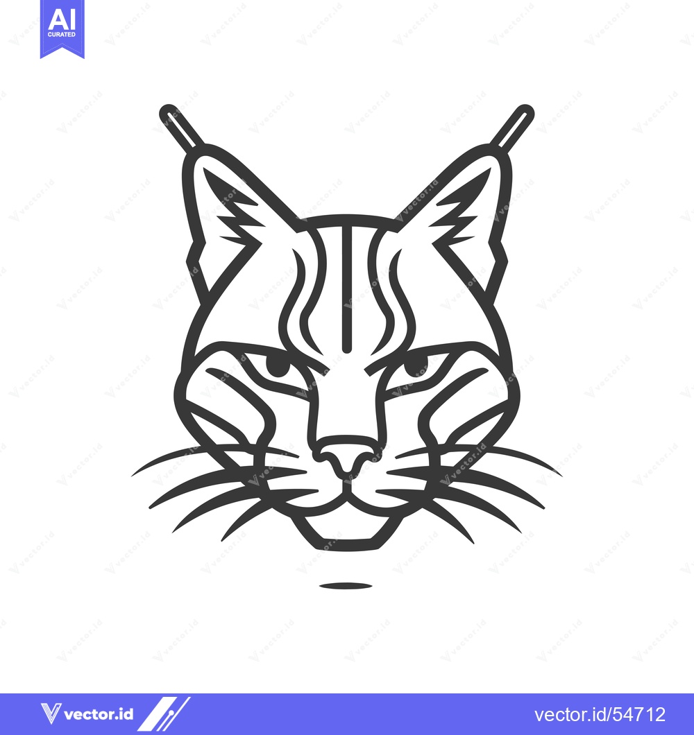 Premium Vector of Line Art Illustration of a Wildcat's Head