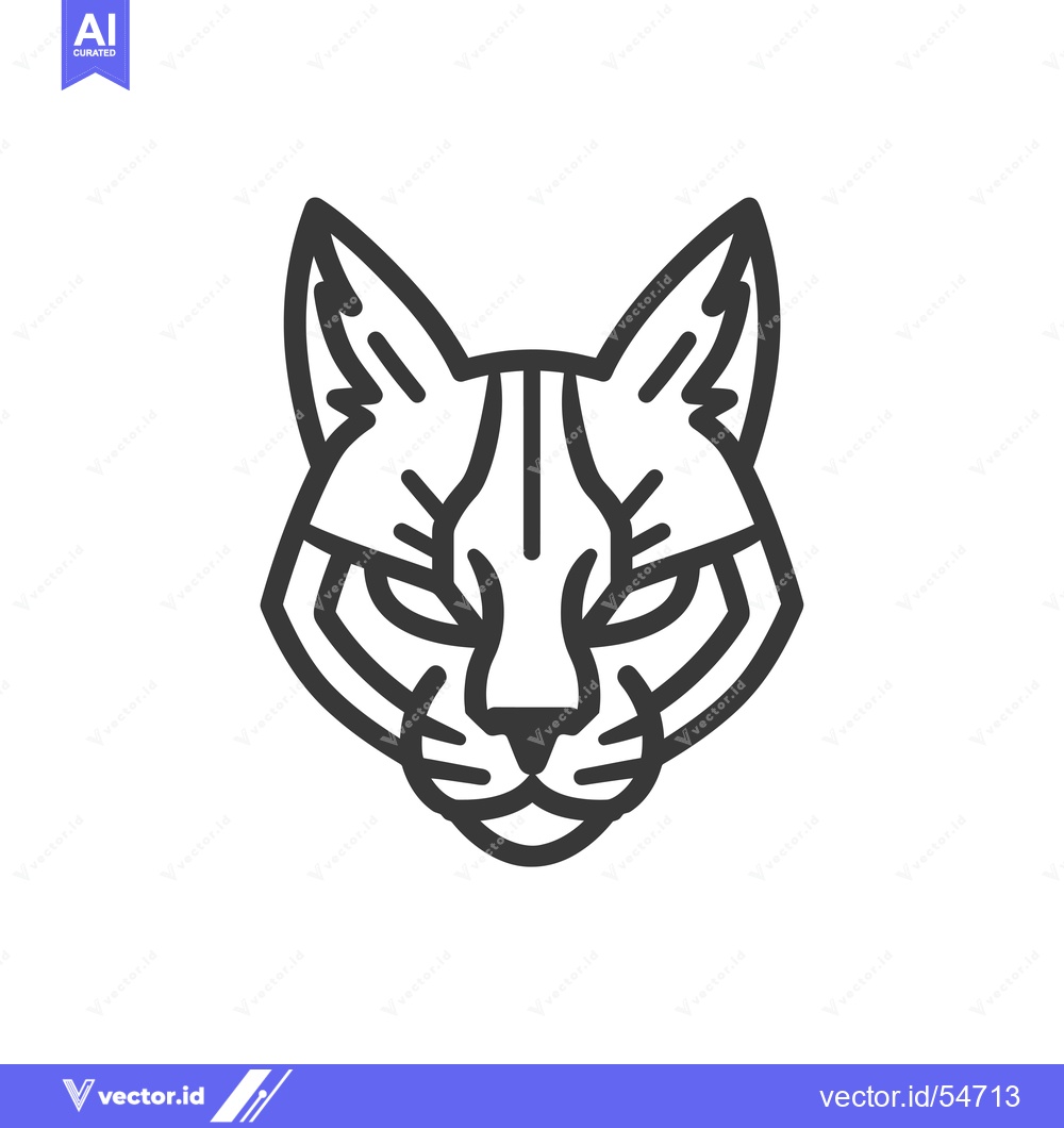 Premium Vector dari Line Art Illustration of a Wildcat's Head