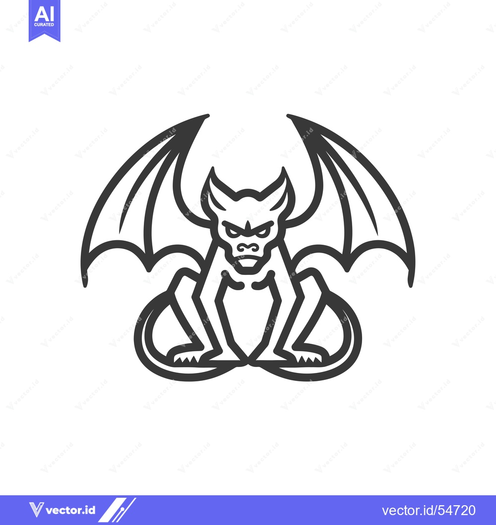 Premium Vector dari Line Art Illustration of a Winged Beast with Claws
