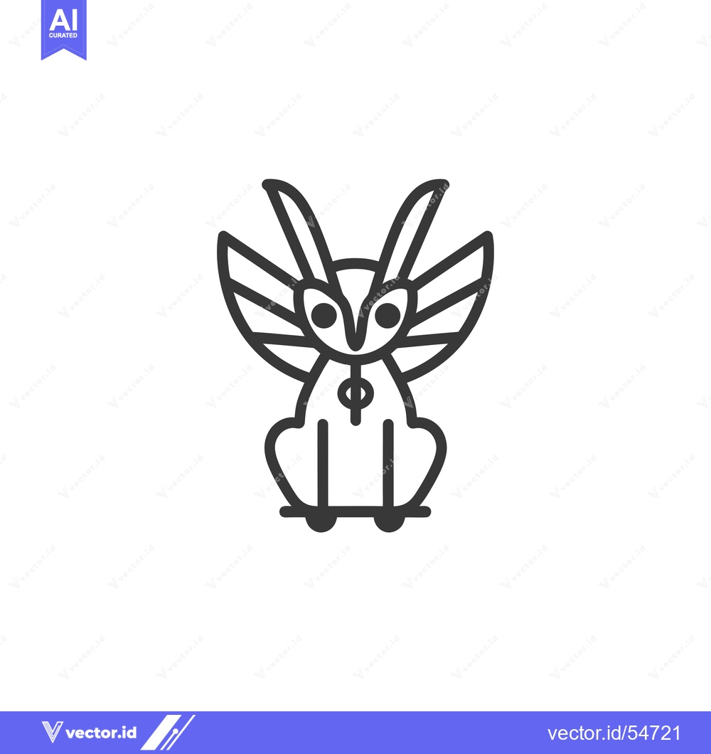 Premium Vector of Line art illustration of a winged creature with horns