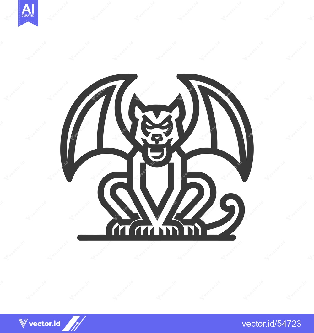 Premium Vector of Line Art Illustration of a Winged Feline Creature