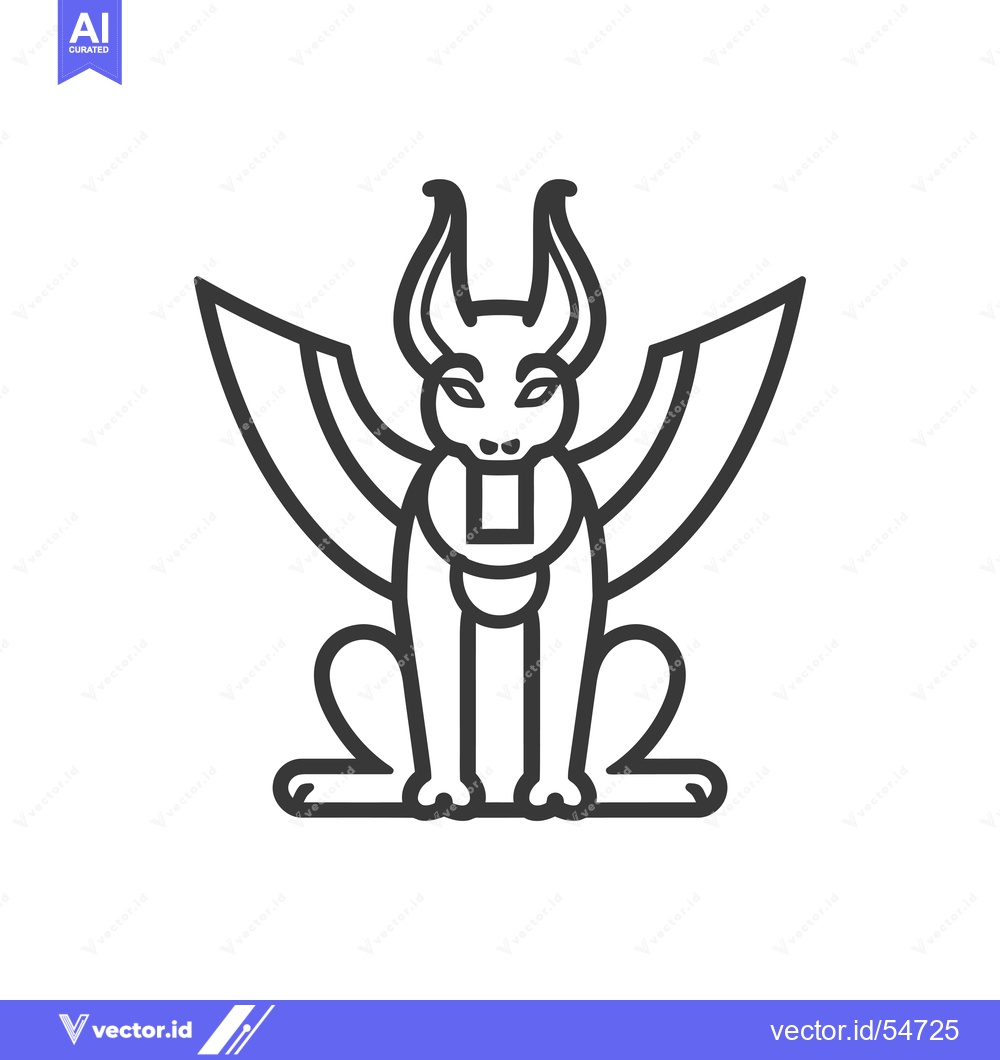 Premium Vector of Line art illustration of a winged jackal