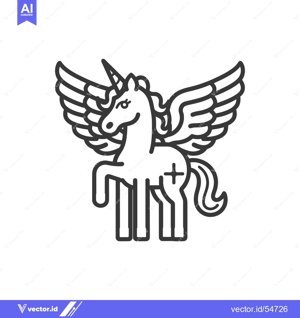 Premium Vector dari Line art illustration of a winged unicorn