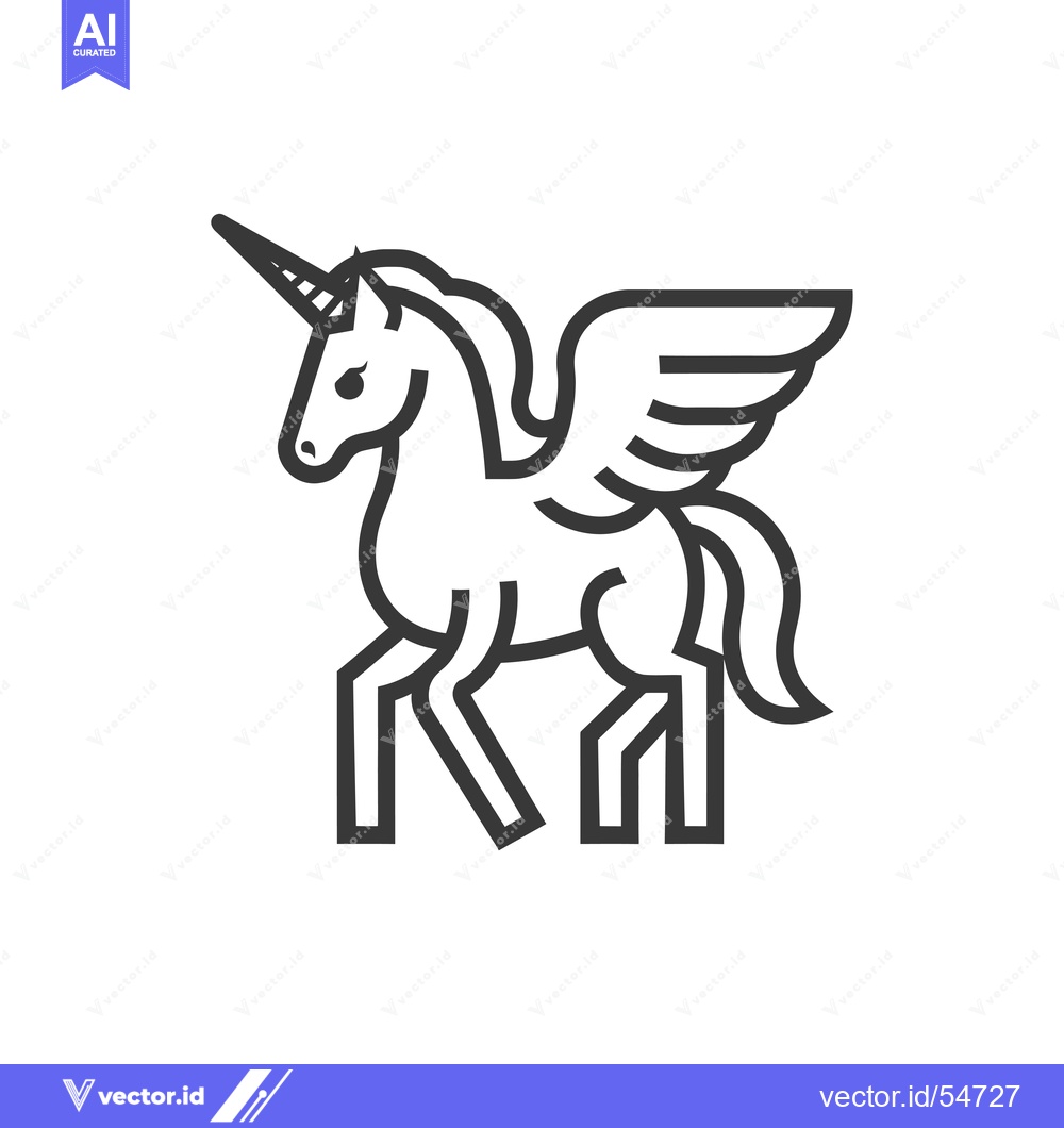 Premium Vector dari Line Art Illustration of a Winged Unicorn