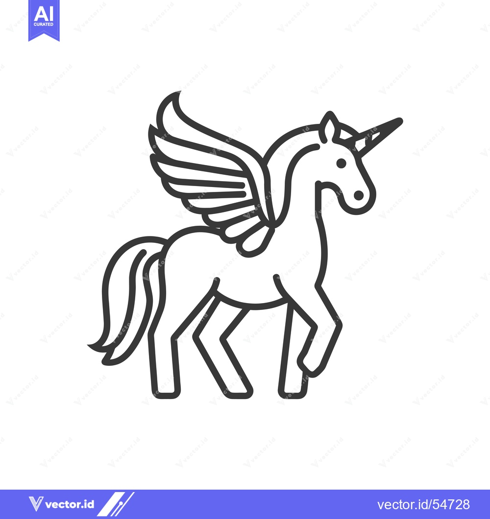 Premium Vector dari Line art illustration of a winged unicorn