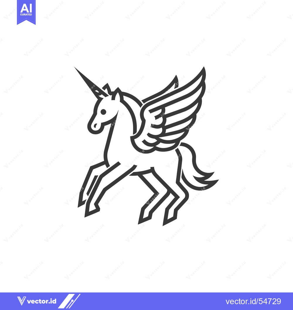 Premium Vector dari Line art illustration of a winged unicorn