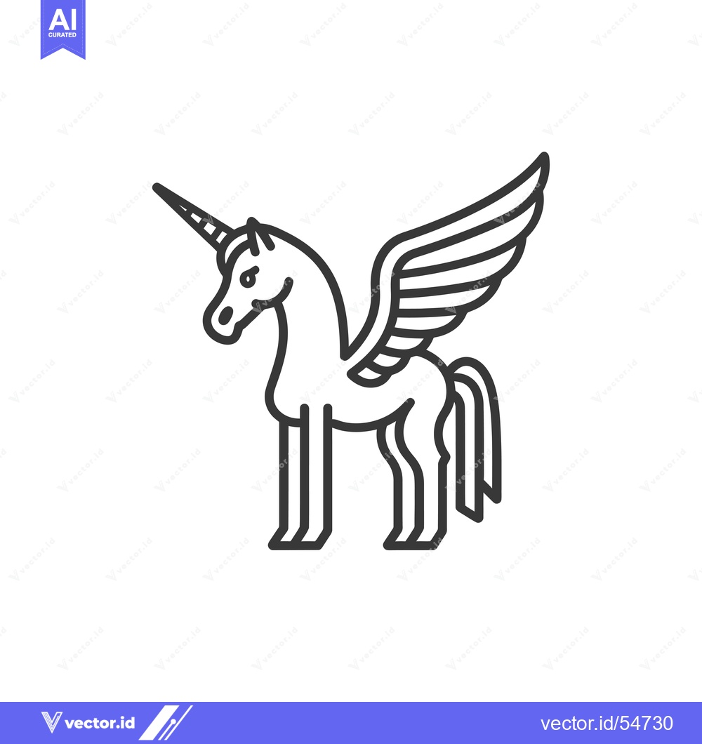 Premium Vector of Line art illustration of a winged unicorn