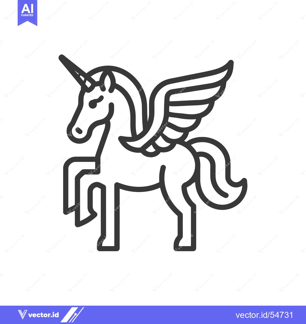 Premium Vector dari Line Art Illustration of a Winged Unicorn