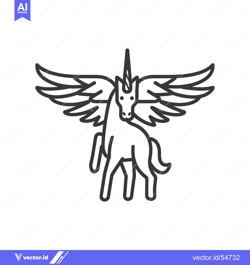 Premium Vector dari Line Art Illustration of a Winged Unicorn