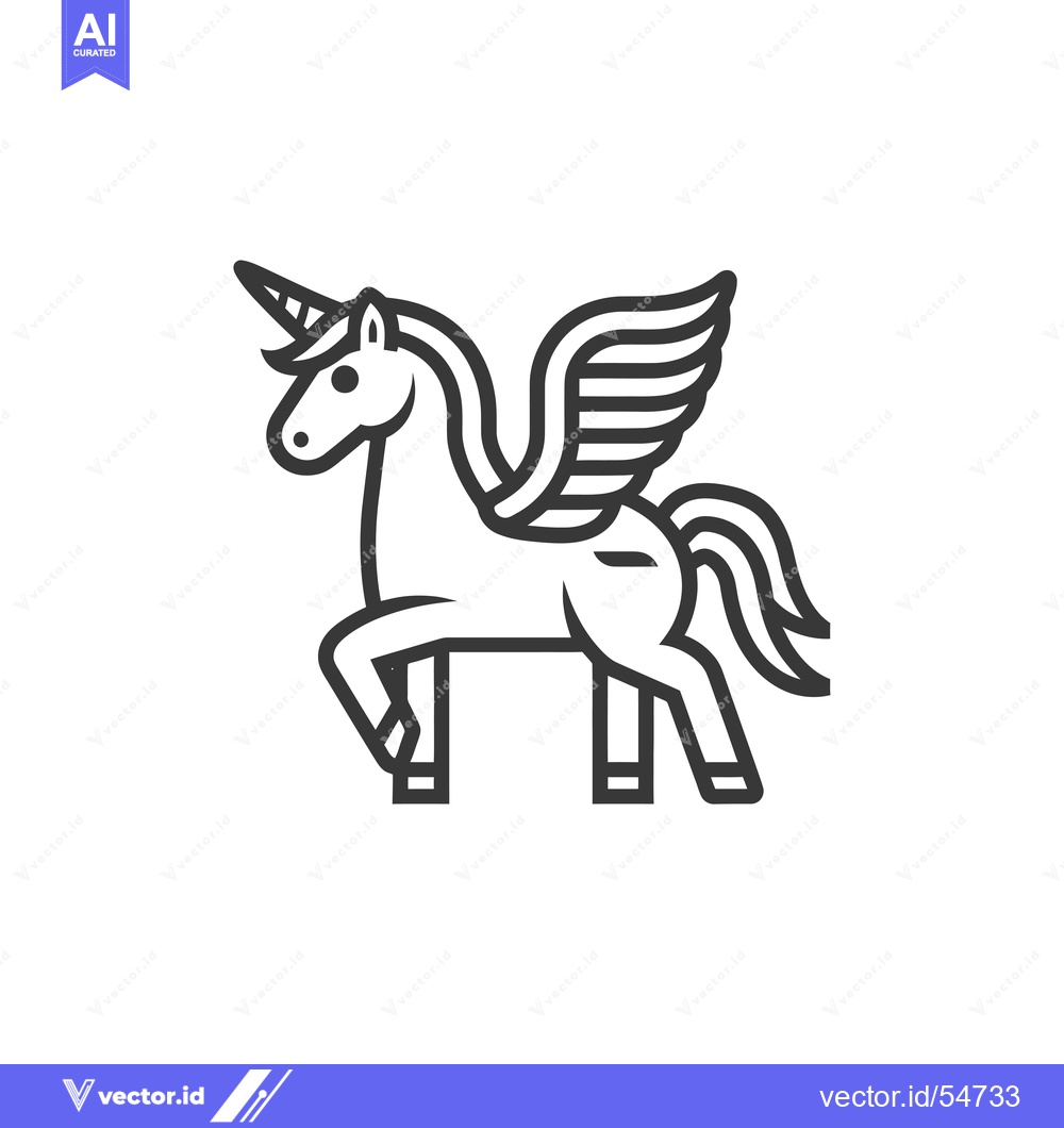 Premium Vector dari Line Art Illustration of a Winged Unicorn