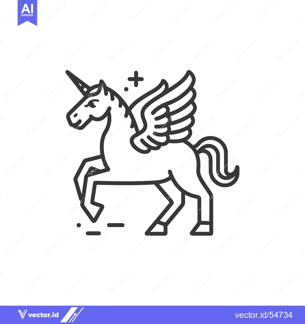 Premium Vector dari Line Art Illustration of a Winged Unicorn