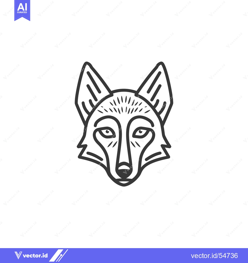 Premium Vector of Line Art Illustration of a Wolf's Face