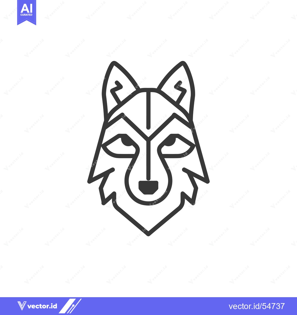 Premium Vector of Line Art Illustration of a Wolf's Face