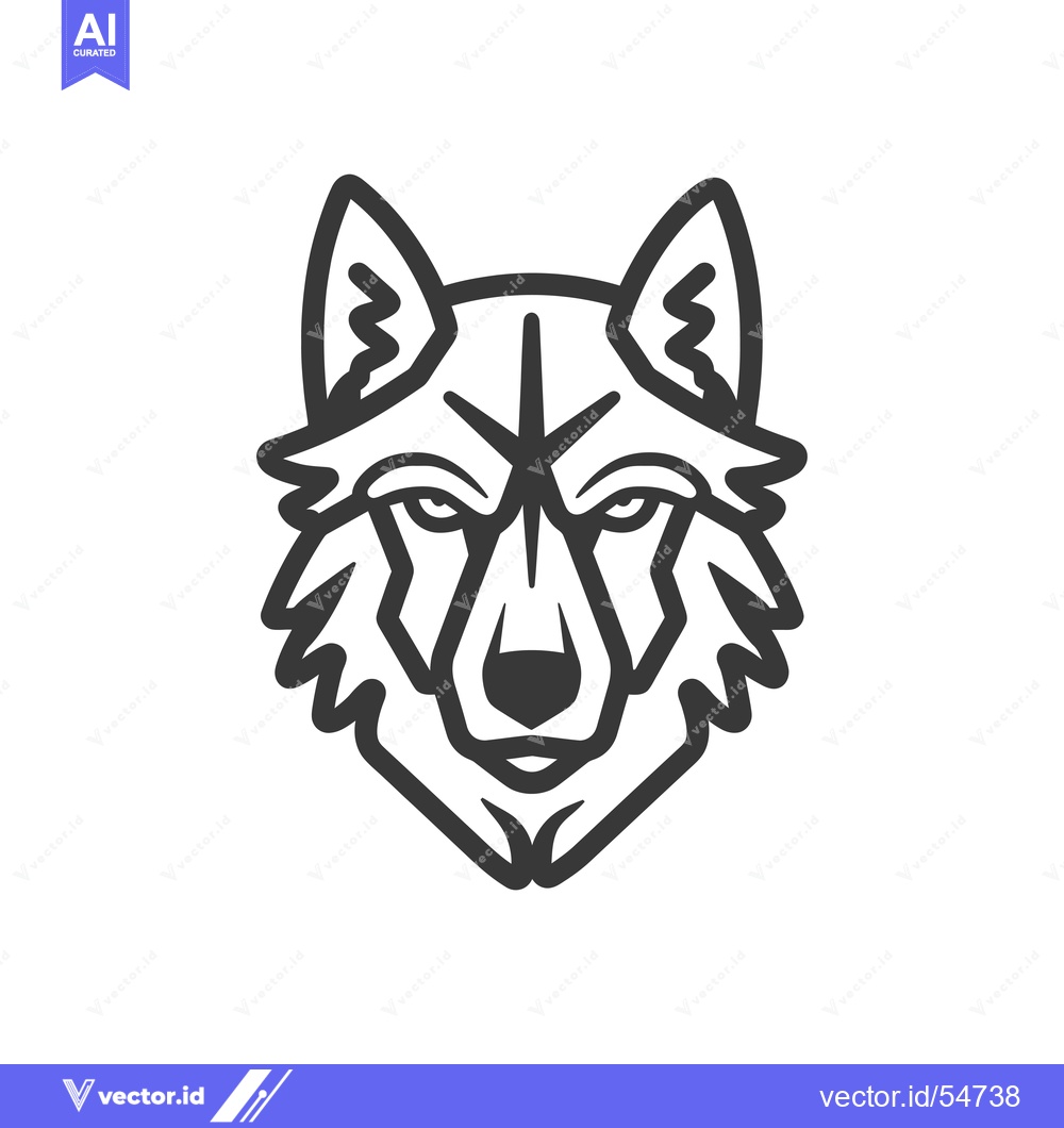 Premium Vector dari Line Art Illustration of a Wolf's Face
