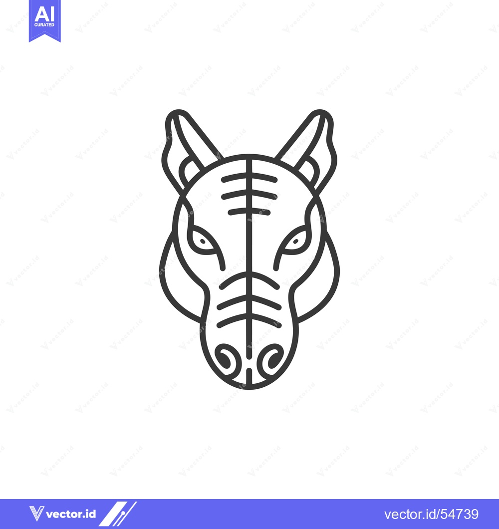 Premium Vector dari Line Art Illustration of a Wolf's Head