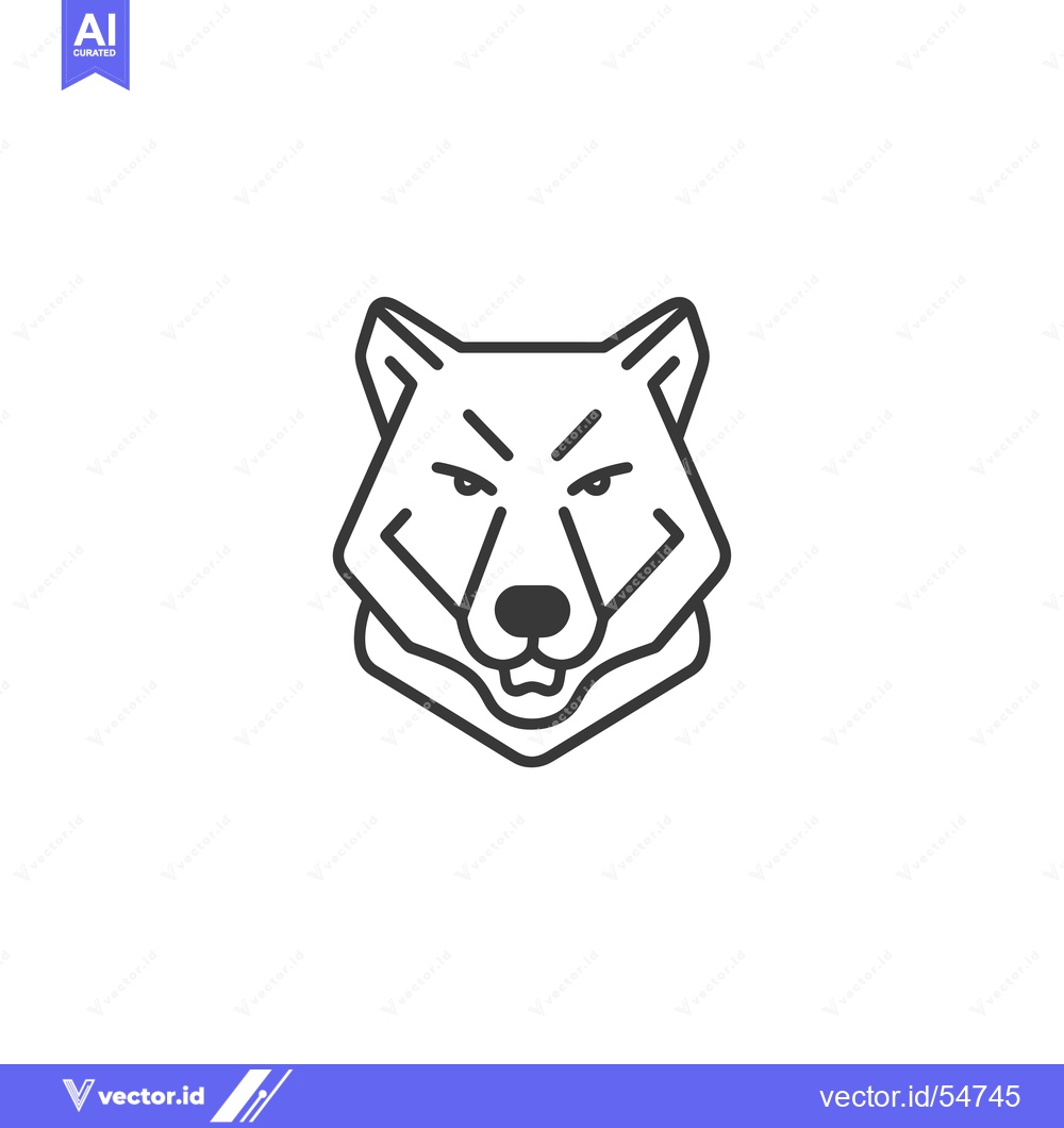 Premium Vector dari Line Art Illustration of a Wolf's Head