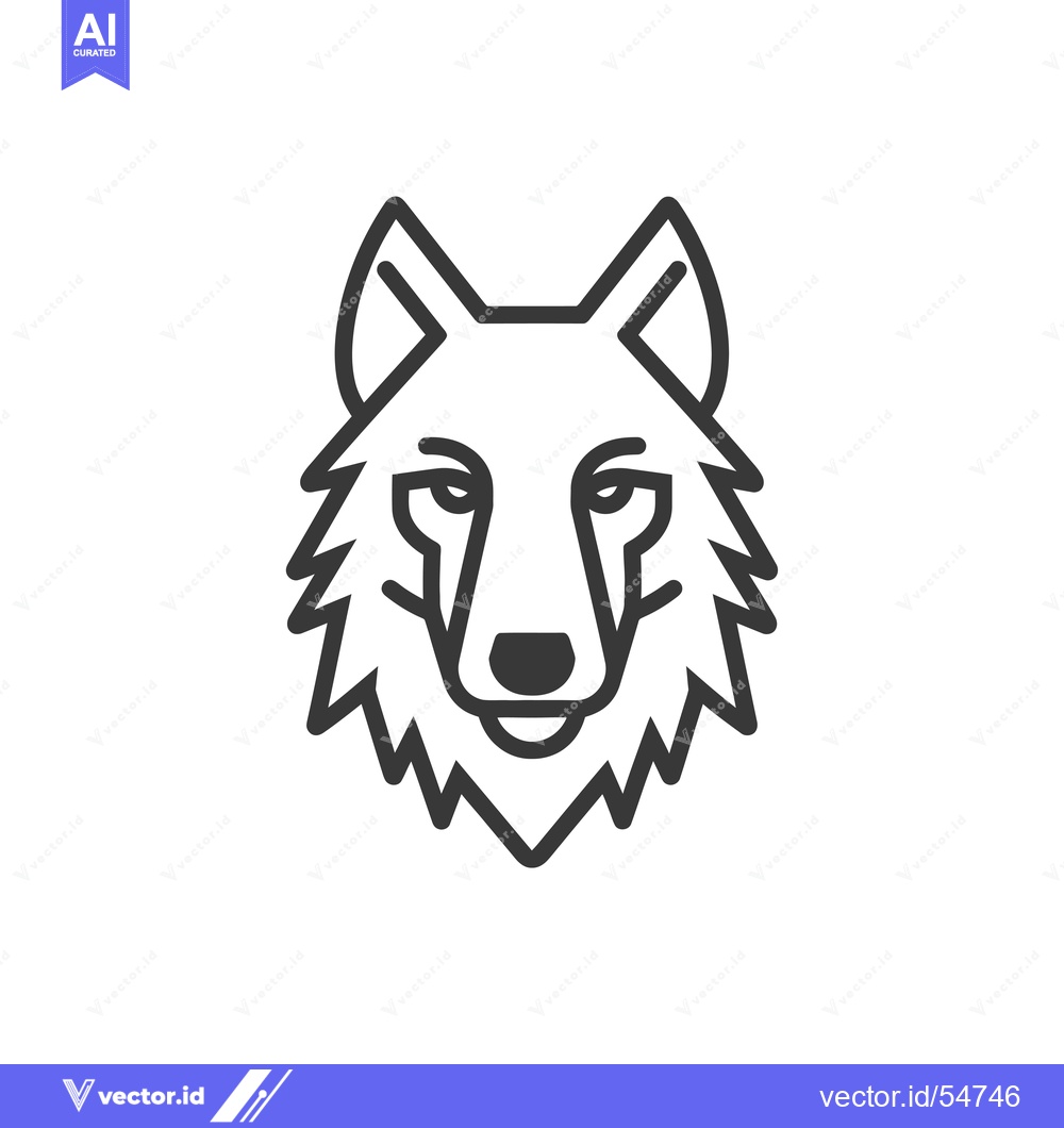 Premium Vector of Line Art Illustration of a Wolf's Head