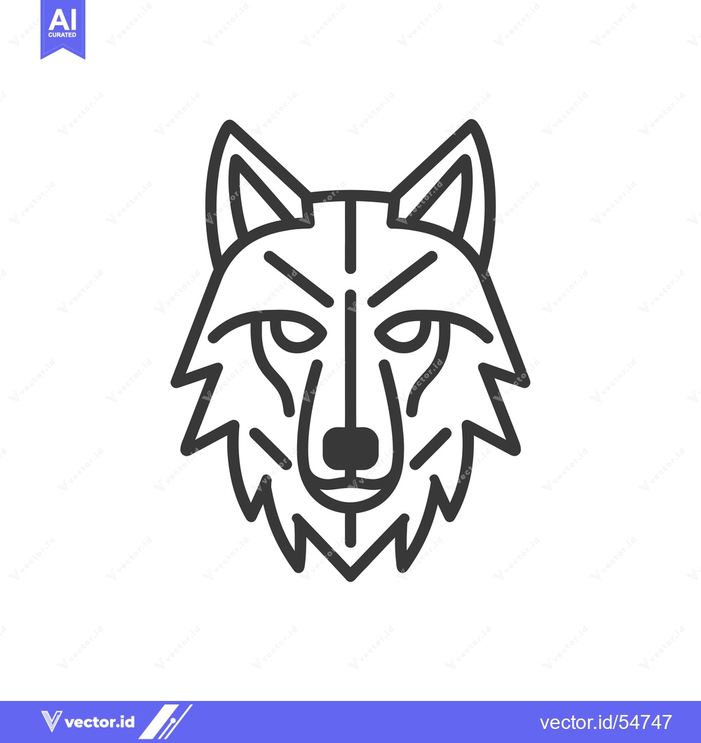 Premium Vector dari Line Art Illustration of a Wolf's Head
