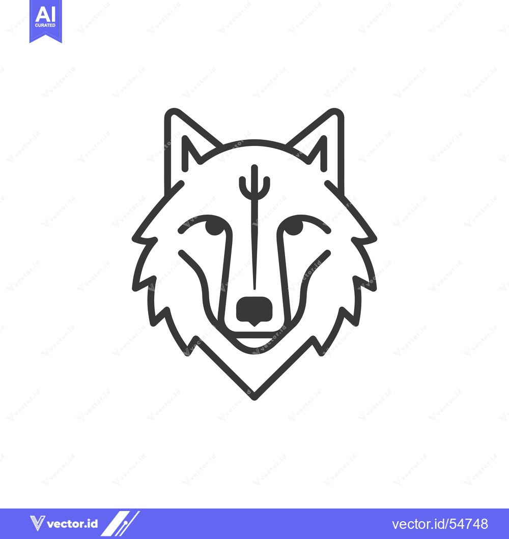 Premium Vector dari Line art illustration of a wolf's head