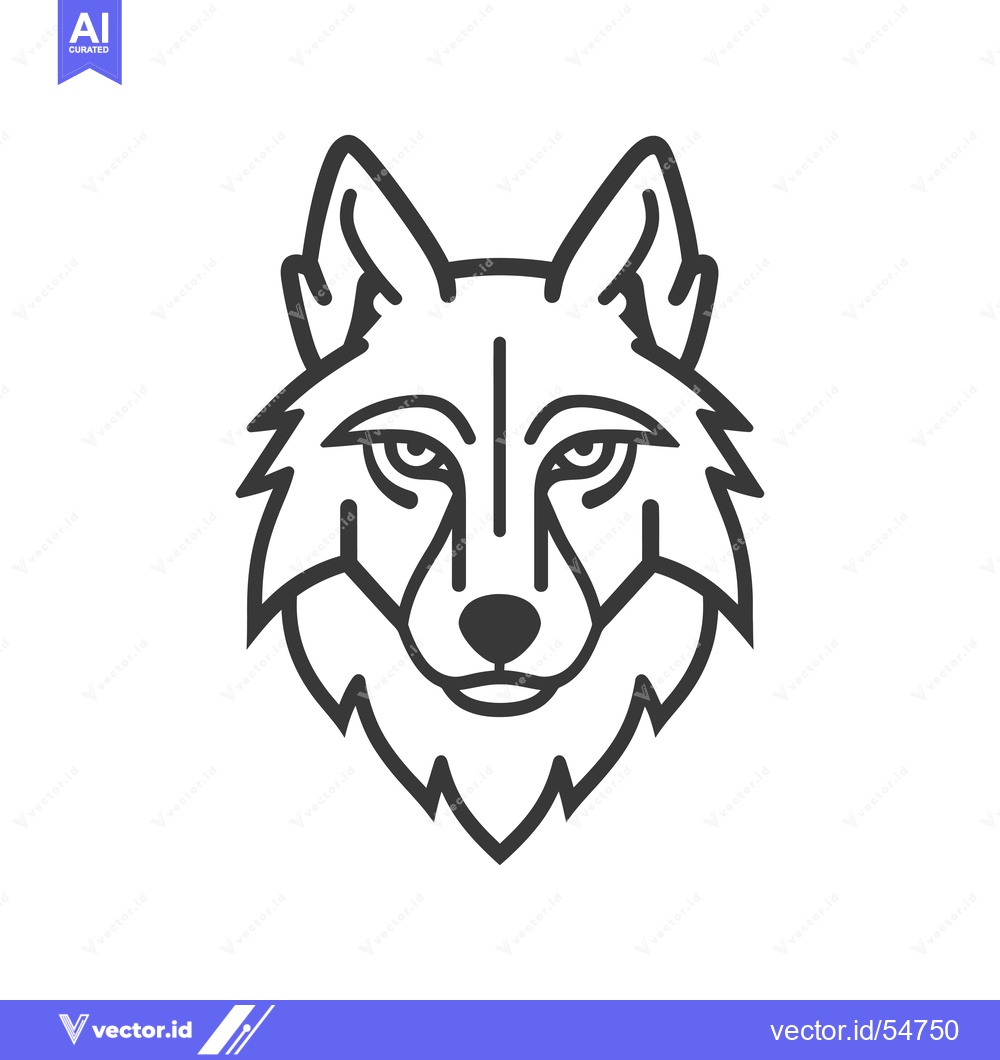 Premium Vector dari Line Art Illustration of a Wolf's Head