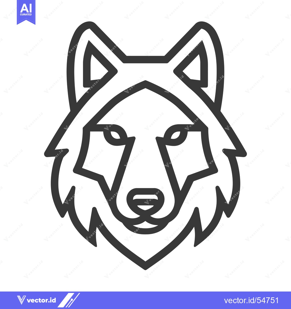 Premium Vector dari Line Art Illustration of a Wolf's Head