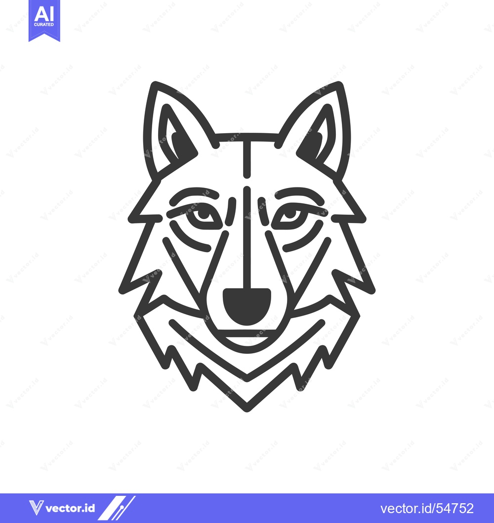 Premium Vector dari Line art illustration of a wolf's head