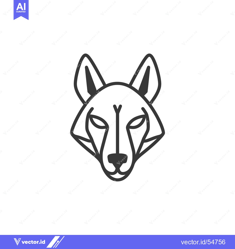 Premium Vector of Line Art Illustration of a Wolf's Head