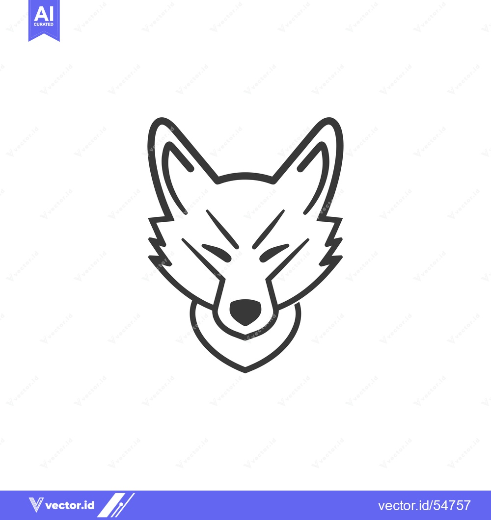 Premium Vector of Line Art Illustration of a Wolf's Head