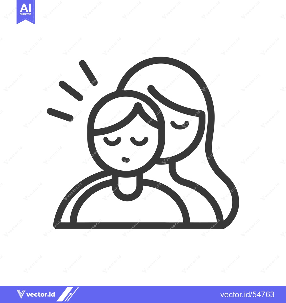 Premium Vector dari Line art illustration of a woman comforting a sad boy