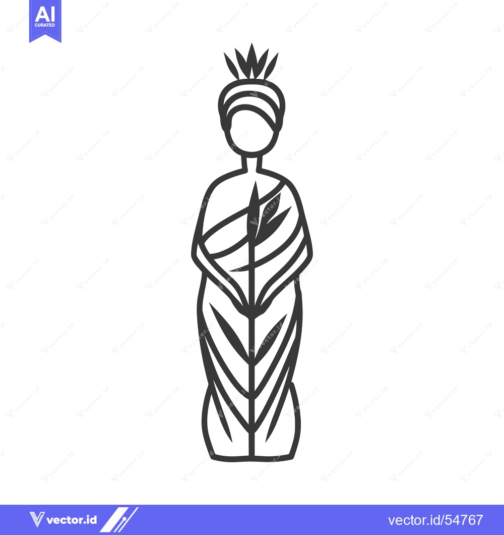 Premium Vector of Line Art Illustration of a Woman Holding a Plant