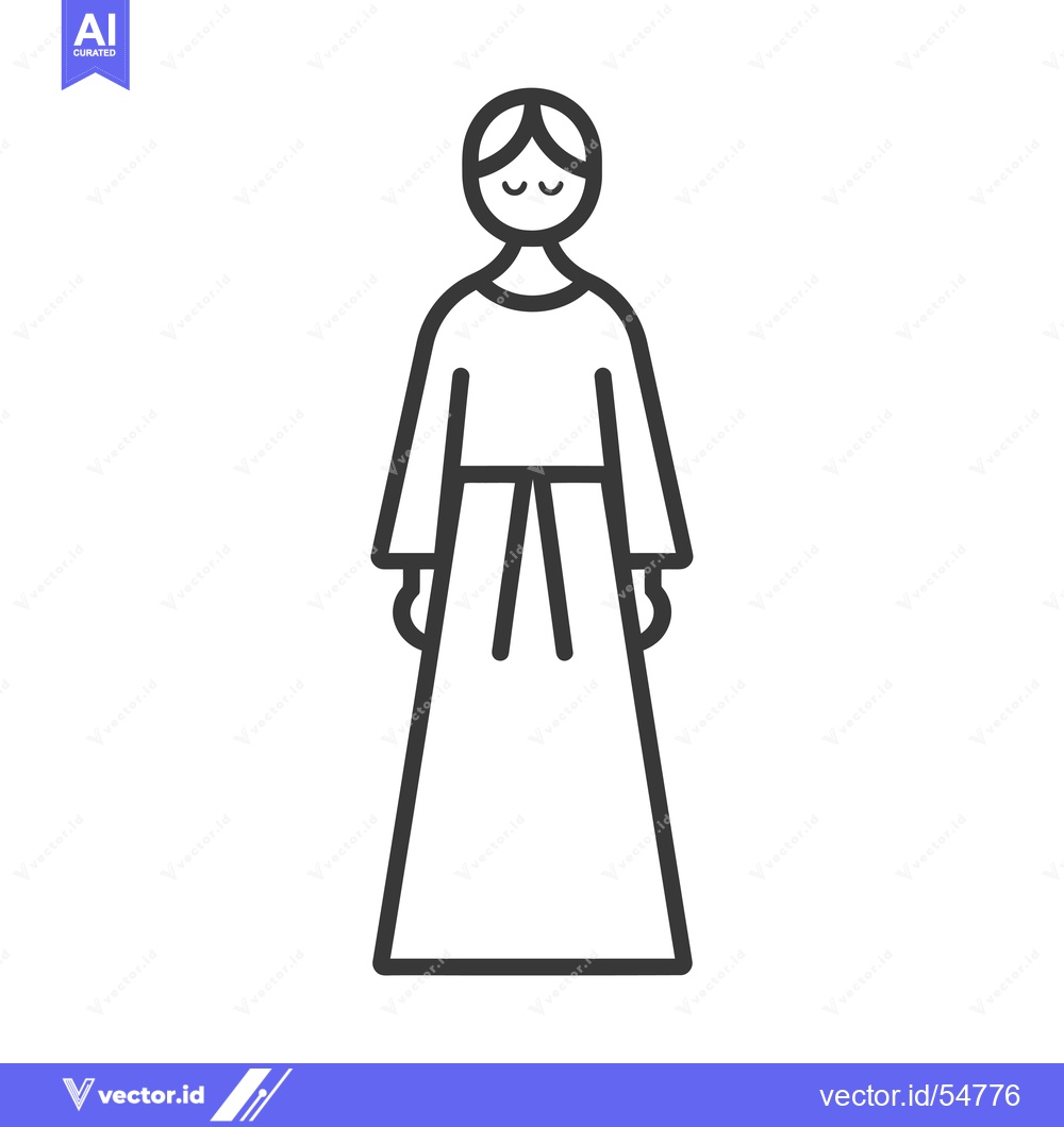 Premium Vector of Line Art Illustration of a Woman in a Long Dress