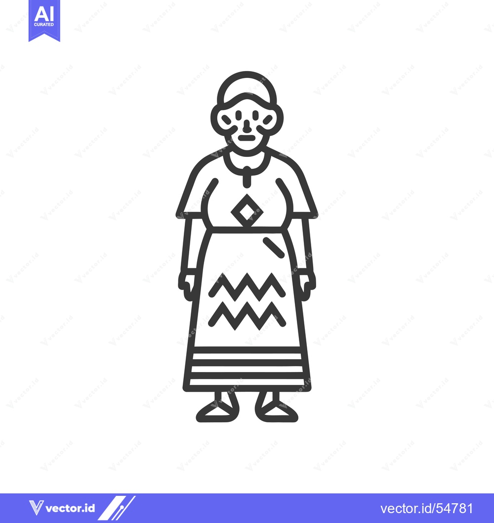 Premium Vector of Line Art Illustration of a Woman in Traditional Clothing