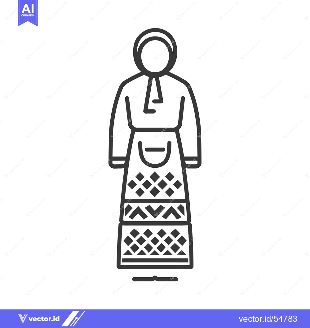Premium Vector dari Line Art Illustration of a Woman in Traditional Clothing
