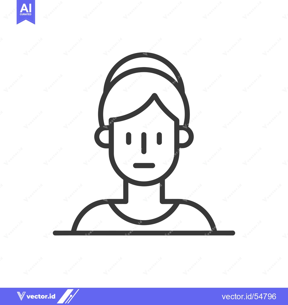 Premium Vector of Line art illustration of a woman's face with a neutral expression