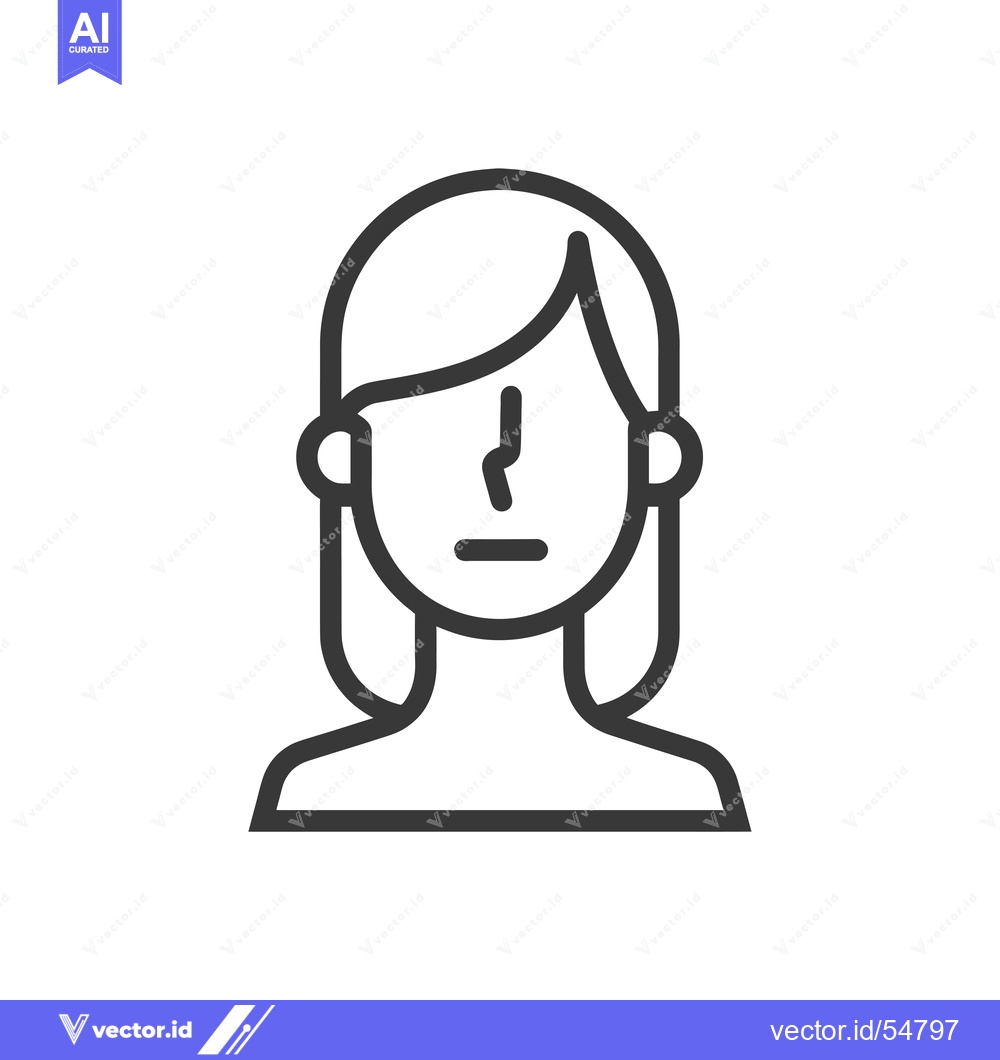 Premium Vector dari Line Art Illustration of a Woman's Face with a Neutral Expression