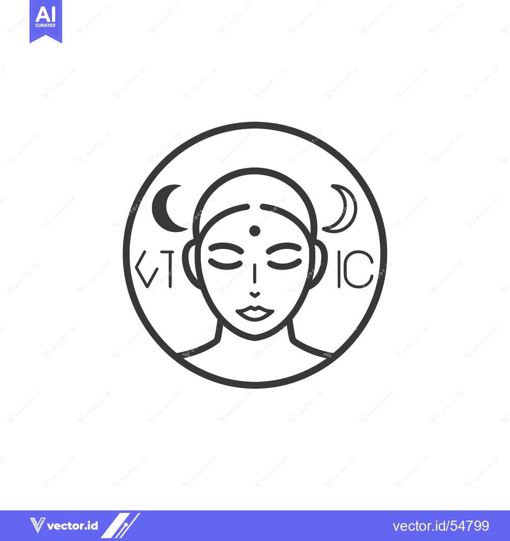 Premium Vector of Line Art Illustration of a Woman's Face with Closed Eyes and a Dot on