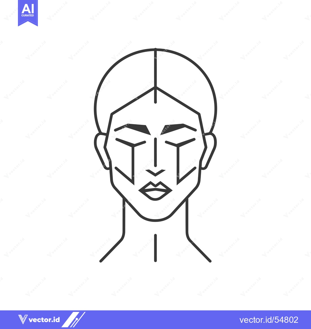 Premium Vector of Line art illustration of a woman's face with geometric lines for beaut