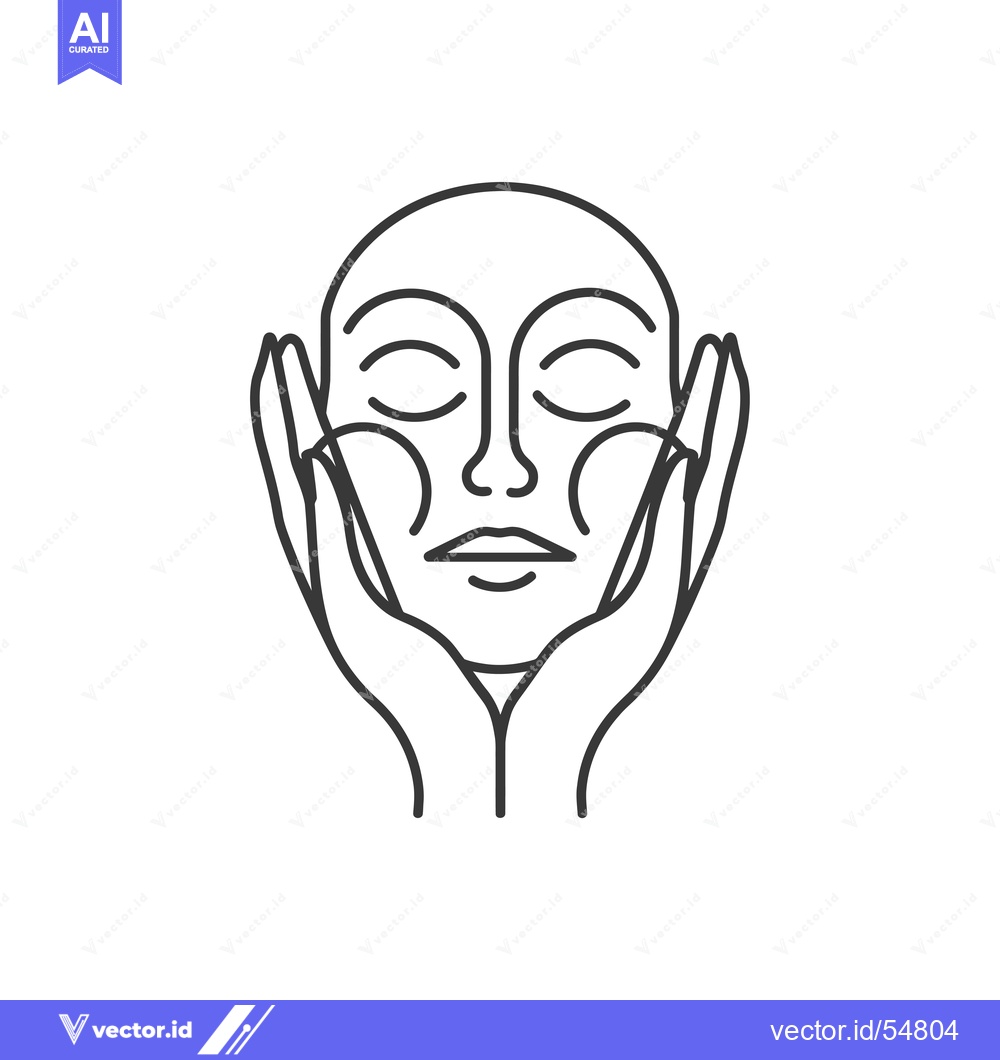 Premium Vector of Line Art Illustration of a Woman's Face with Hands Framing It