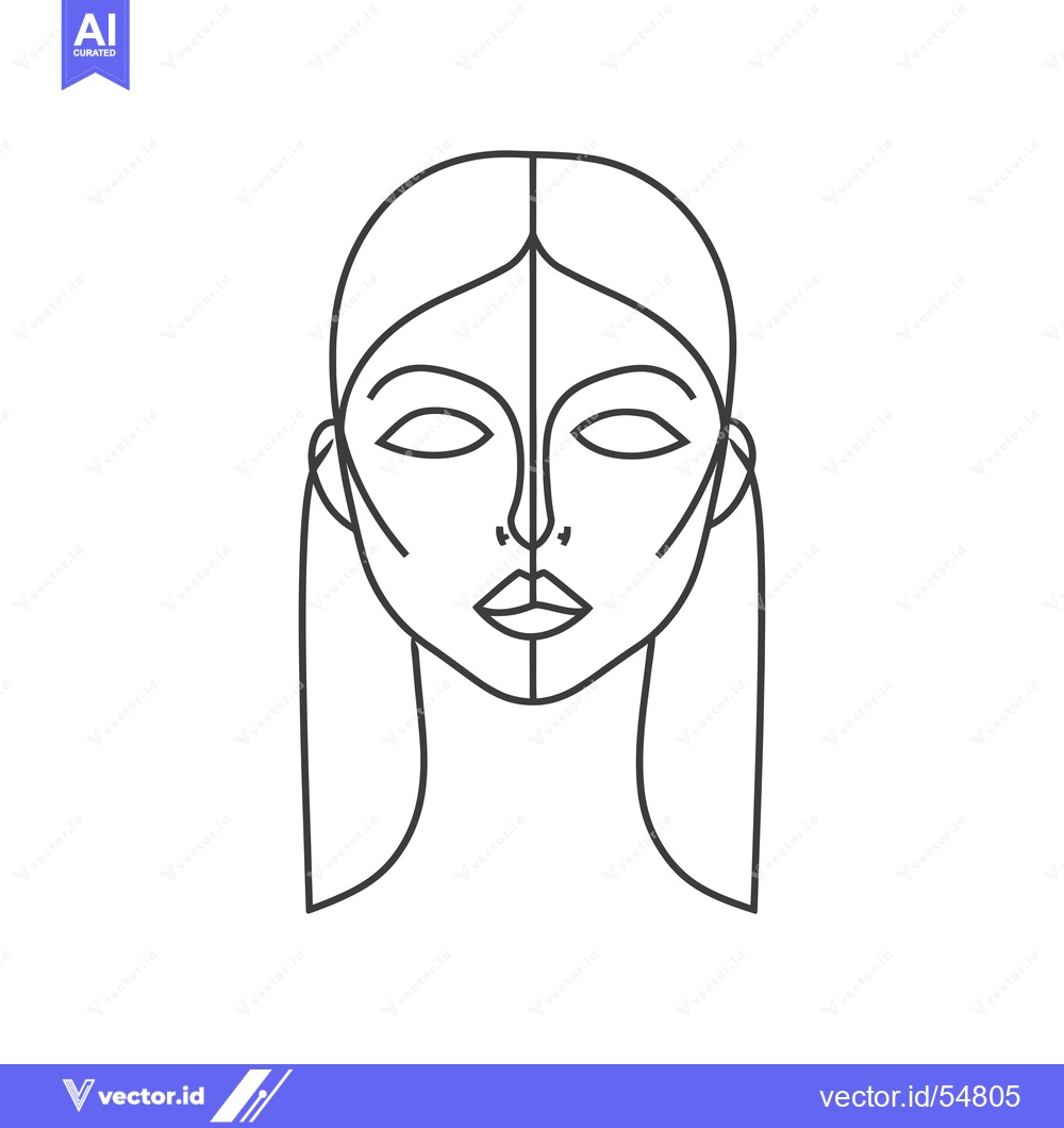 Premium Vector dari Line art illustration of a woman's face with long hair